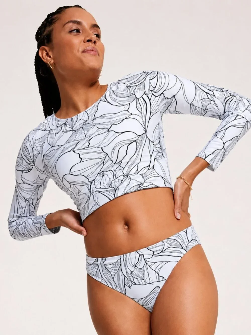CALIA by Carrie Underwood White Floral Reversible Rashguard Swim Sun Top SZ XL